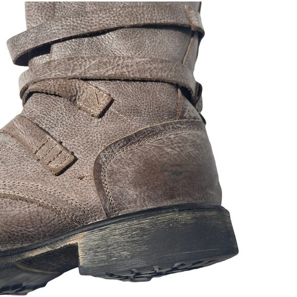 Steve Madden Women's Banddit Stone Gray Leather Buckle Strap Biker Boots Size 8 - Picture 6 of 9